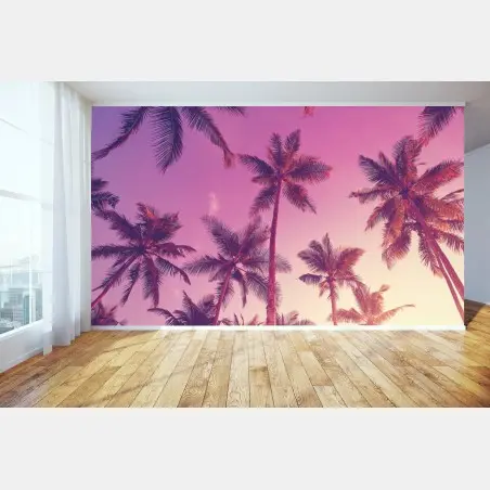 Papier peint sérénité sous les palmiers au coucher du soleil – Wallnifity®