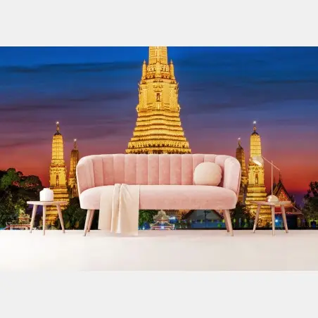 Papier peint coucher de soleil sur le temple Wat Arun à Bangkok – Wallnifity®