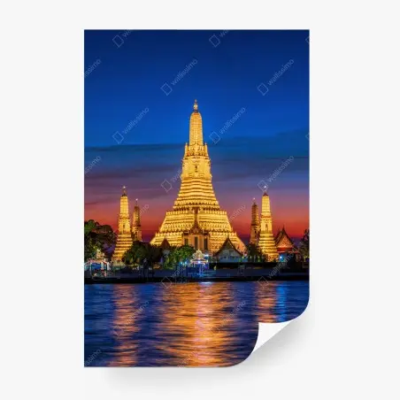 Papier peint coucher de soleil sur le temple Wat Arun à Bangkok – Wallnifity®
