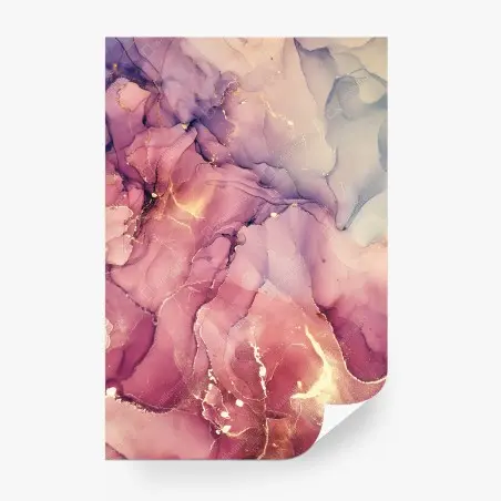 Papier peint abstraction marbrée rosée aux reflets dorés – Wallnifity®