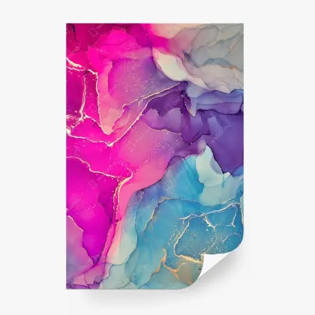 Papier peint éclats marbrés fuchsia et turquoise – Wallnifity®