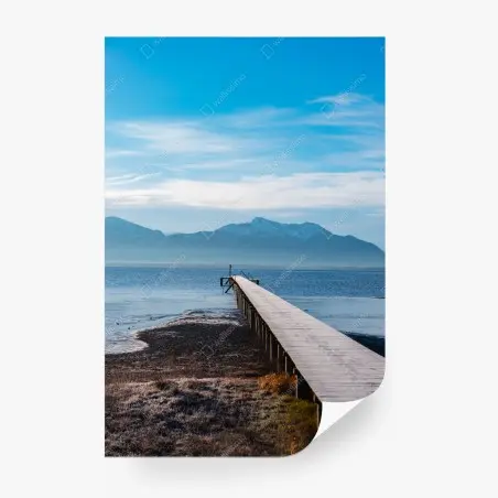 Papier peint jetée vers le lac et les montagnes – Wallnifity®
