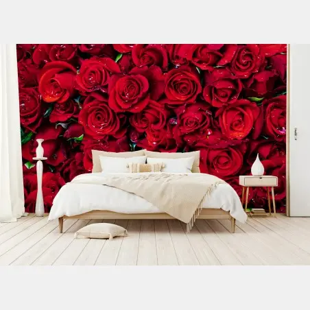 Papier peint océan de roses rouges – Wallnifity®