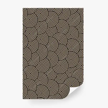 Papier peint motif concentrique rétro beige et noir – Wallnifity®