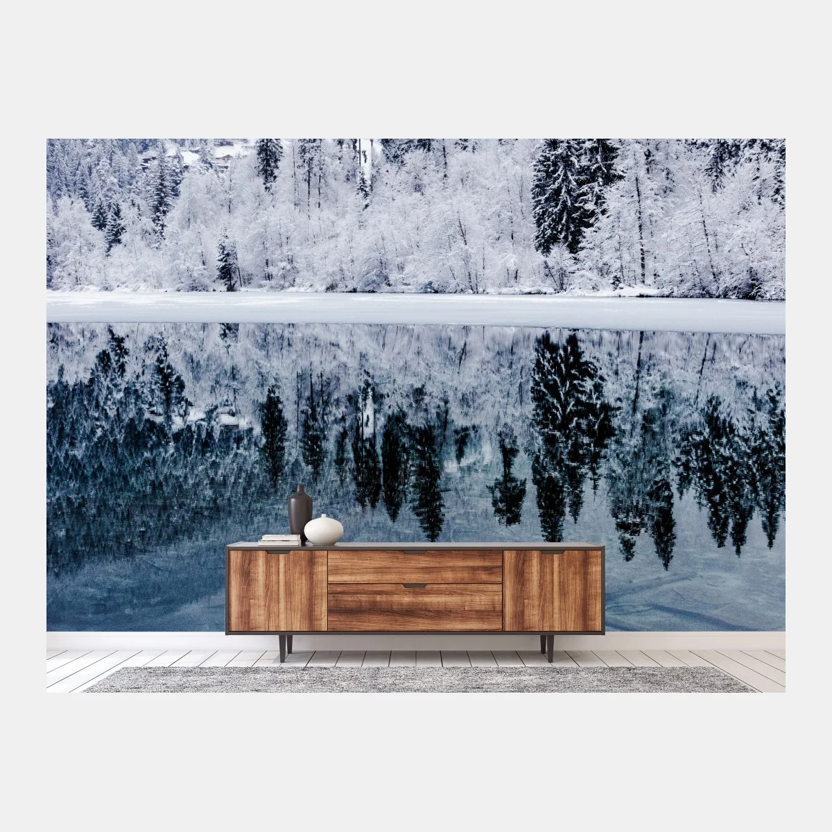 Papier peint reflet hivernal sur lac – Wallnifity® Papier peint reflet hivernal sur lac – Wallnifity®