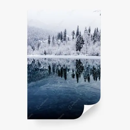 Papier peint reflet hivernal sur lac – Wallnifity®