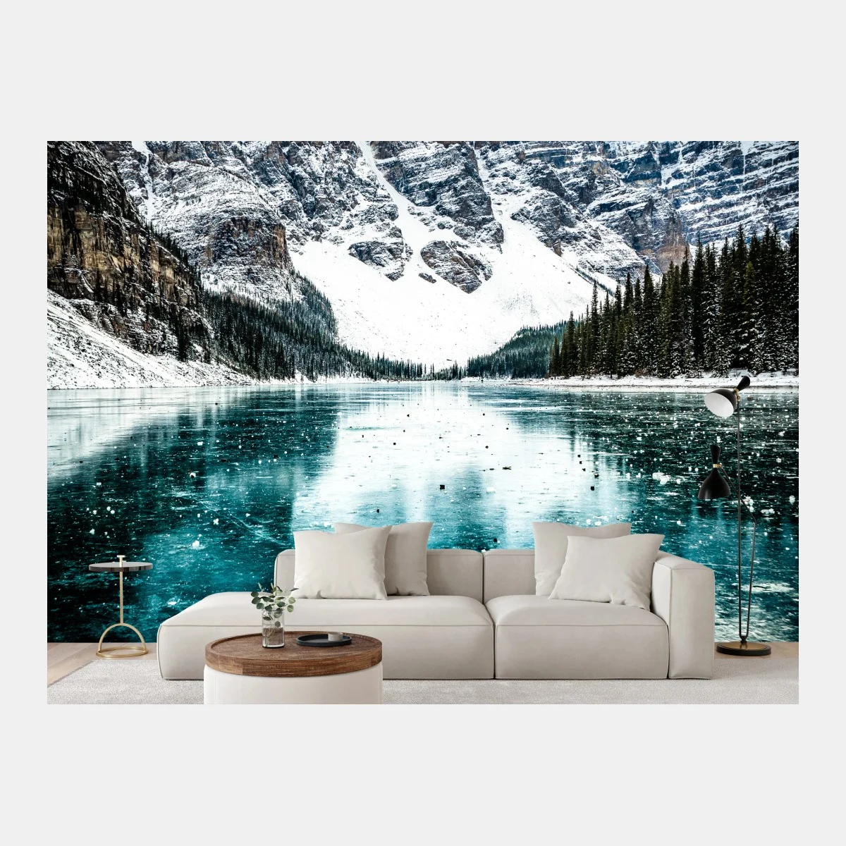 Papier peint paysage montagneux hivernal au lac turquoise – Wallnifity® Papier peint paysage montagneux hivernal au lac turquoise – Wallnifity®