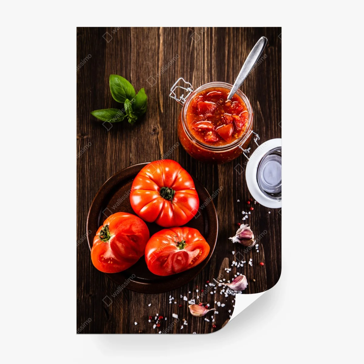 Papier peint composition rustique de tomates mûres et basilic – Wallnifity® Papier peint composition rustique de tomates mûres et basilic – Wallnifity®