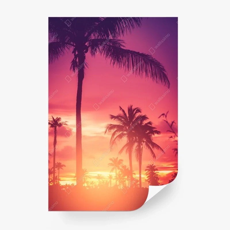 Papier peint coucher de soleil tropical aux palmiers – Wallnifity® Papier peint coucher de soleil tropical aux palmiers – Wallnifity®