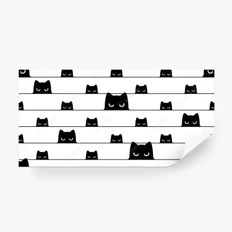 Papier peint motif chats malicieux en noir et blanc – Wallnifity®