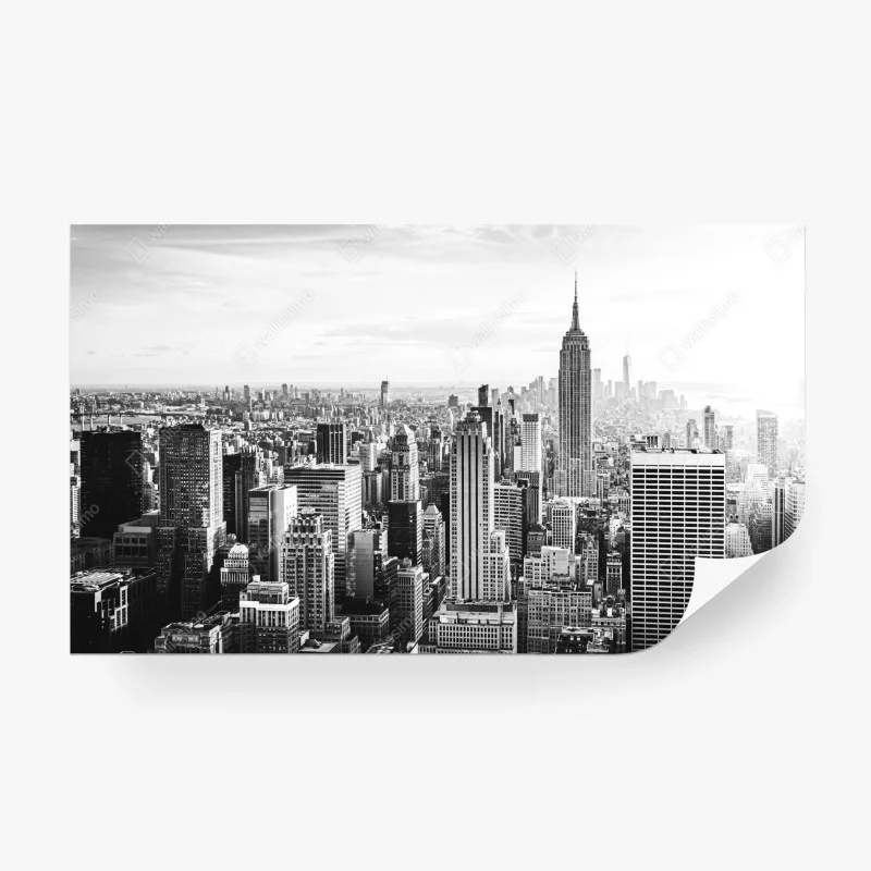 Papier peint panorama urbain de New York en noir et blanc – Wallnifity®