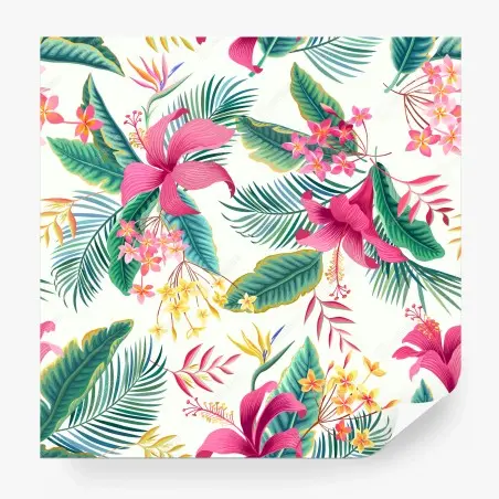 Papier peint motif floral tropical aux couleurs vives – Wallnifity®