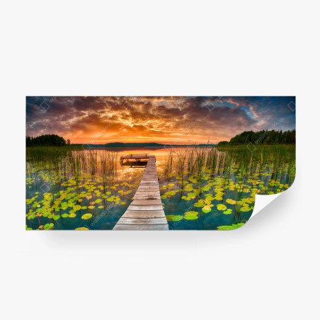Papier peint lever de soleil estival sur le lac – Wallnifity®
