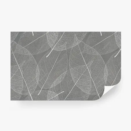 Papier peint motif feuilles squelettes minimaliste blanc et gris – Wallnifity®