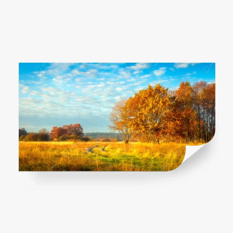 Papier peint paysage d'automne en prairie dorée – Wallnifity® Papier peint paysage d'automne en prairie dorée – Wallnifity®
