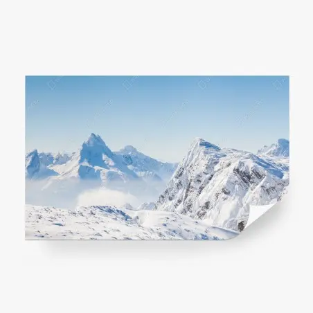 Papier peint panorama hivernal des sommets enneigés – Wallnifity®