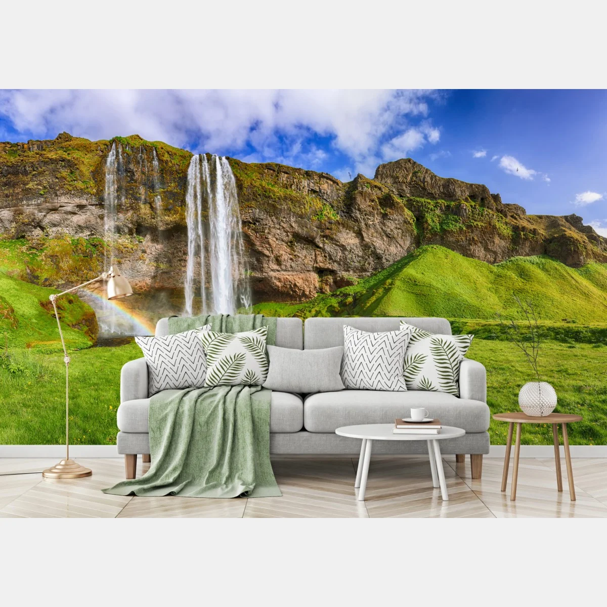 Papier peint cascade Seljalandsfoss, paysage d'Islande verdoyant – Wallnifity® Papier peint cascade Seljalandsfoss, paysage d'Islande verdoyant – Wallnifity®