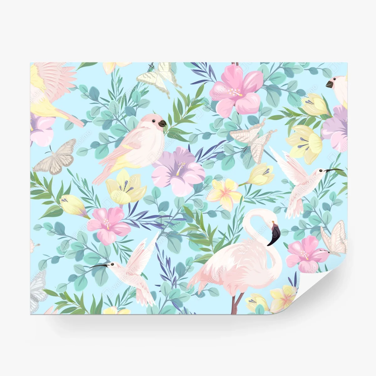 Papier peint jungle pastel au flamant rose et aux colibris – Wallnifity® Papier peint jungle pastel au flamant rose et aux colibris – Wallnifity®