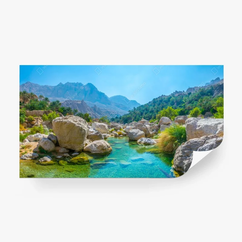 Papier peint oasis de montagne aux eaux turquoises – Wallnifity® Papier peint oasis de montagne aux eaux turquoises – Wallnifity®