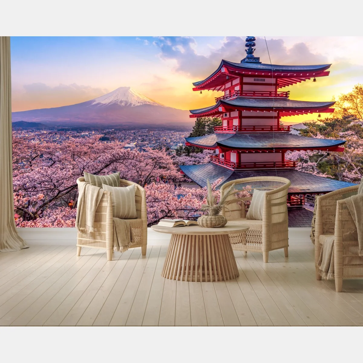 Papier peint pagode Chureito au coucher de soleil sur Mont Fuji – Wallnifity® Papier peint pagode Chureito au coucher de soleil sur Mont Fuji – Wallnifity®