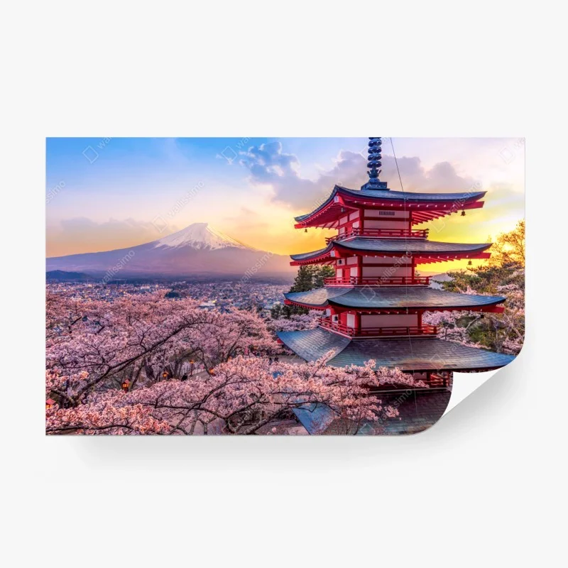 Papier peint pagode Chureito au coucher de soleil sur Mont Fuji – Wallnifity® Papier peint pagode Chureito au coucher de soleil sur Mont Fuji – Wallnifity®