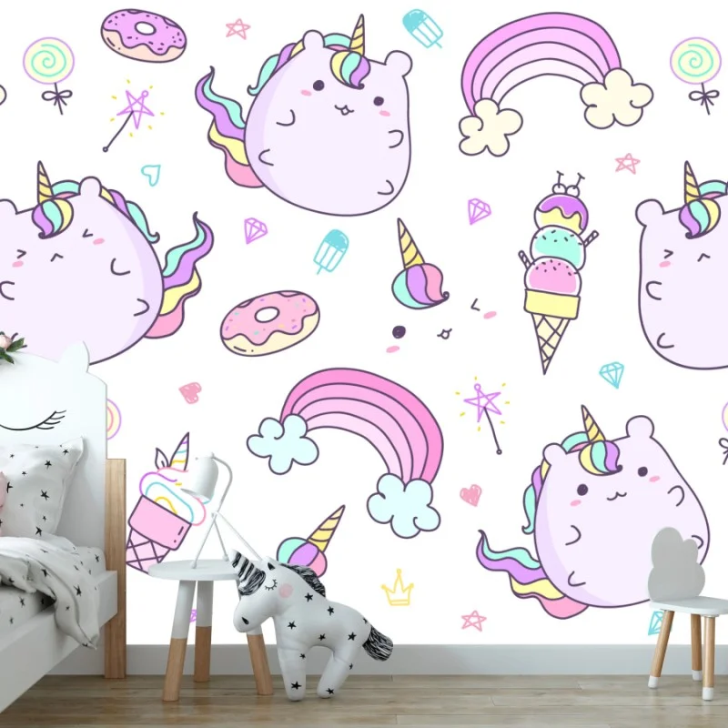 Papier peint douceur licorne pastel pour chambre d'enfant – Wallnifity® Papier peint douceur licorne pastel pour chambre d'enfant – Wallnifity®