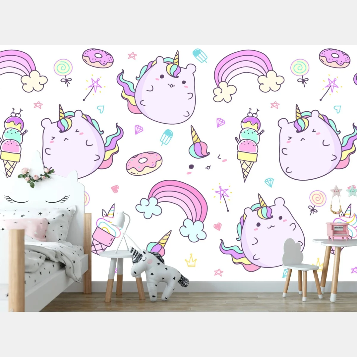 Papier peint douceur licorne pastel pour chambre d'enfant – Wallnifity® Papier peint douceur licorne pastel pour chambre d'enfant – Wallnifity®