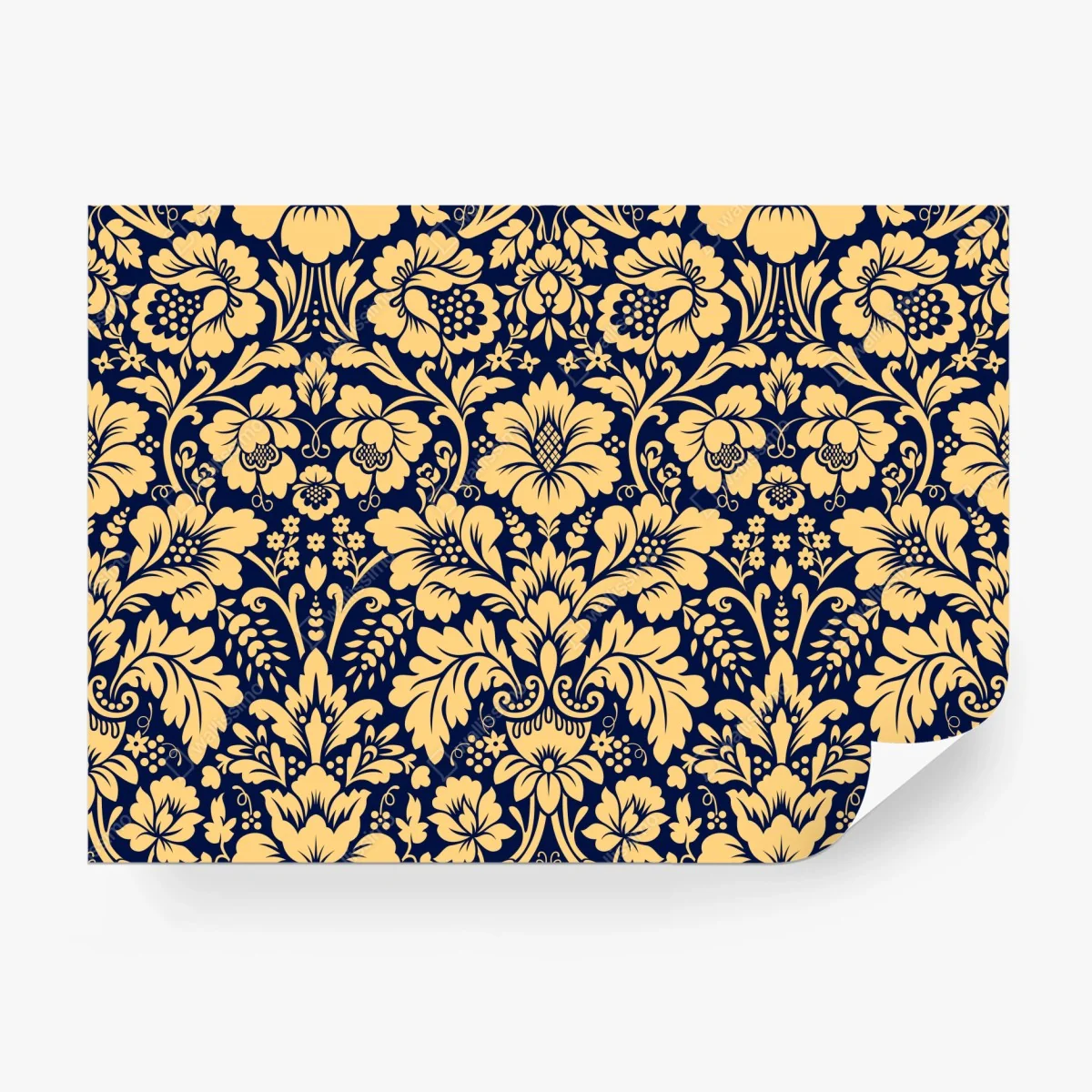 Papier peint motif floral damassé bleu marine et or – Wallnifity® Papier peint motif floral damassé bleu marine et or – Wallnifity®