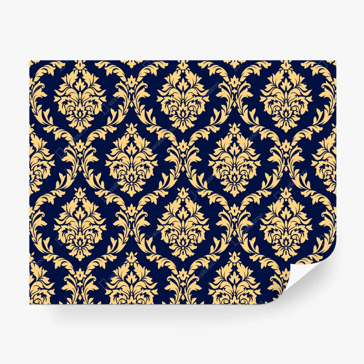 Papier peint motif baroque doré sur fond bleu marine – Wallnifity® Papier peint motif baroque doré sur fond bleu marine – Wallnifity®