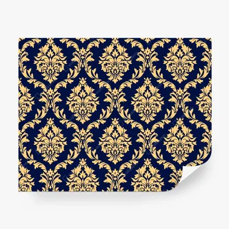 Papier peint ornements floraux sur bleu profond – Wallnifity®
