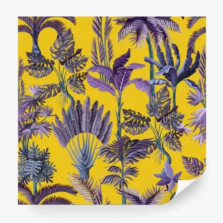 Papier peint jungle exotique aux feuilles violettes – Wallnifity®
