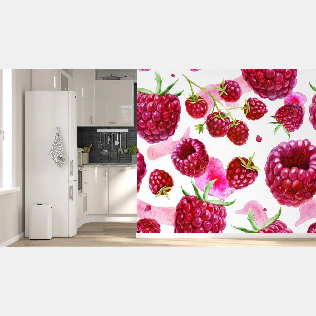 Papier peint motif framboises aquarelle éclatant – Wallnifity® Papier peint motif framboises aquarelle éclatant – Wallnifity®