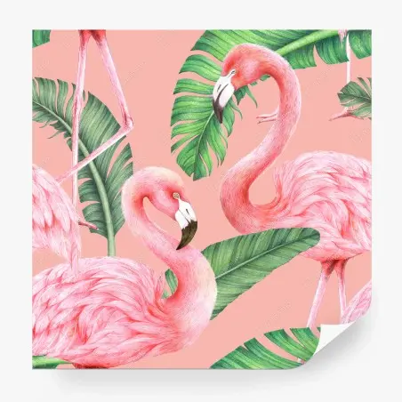 Papier peint motif flamants roses et feuilles tropicales – Wallnifity®
