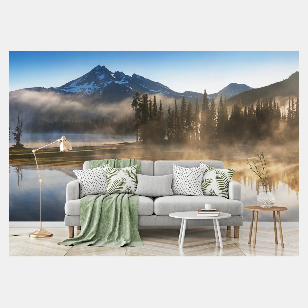Papier peint reflets brumeux au lever du jour sur le lac – Wallnifity® Papier peint reflets brumeux au lever du jour sur le lac – Wallnifity®
