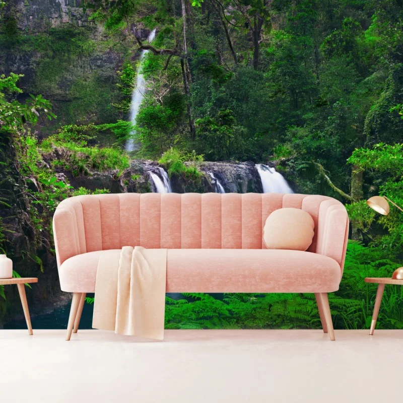 Papier peint cascade émeraude au cœur de la forêt – Wallnifity® Papier peint cascade émeraude au cœur de la forêt – Wallnifity®