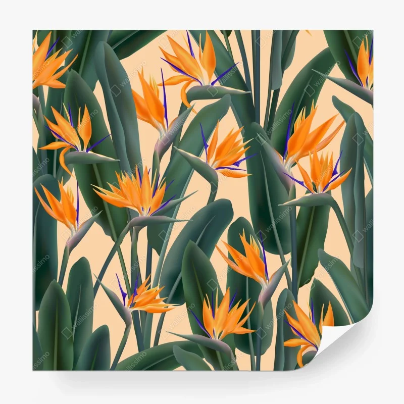 Papier peint motif tropical bohème fleur de paradis – Wallnifity® Papier peint motif tropical bohème fleur de paradis – Wallnifity®