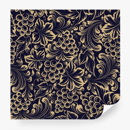 Papier peint motif baroque de vigne et raisins dorés – Wallnifity®