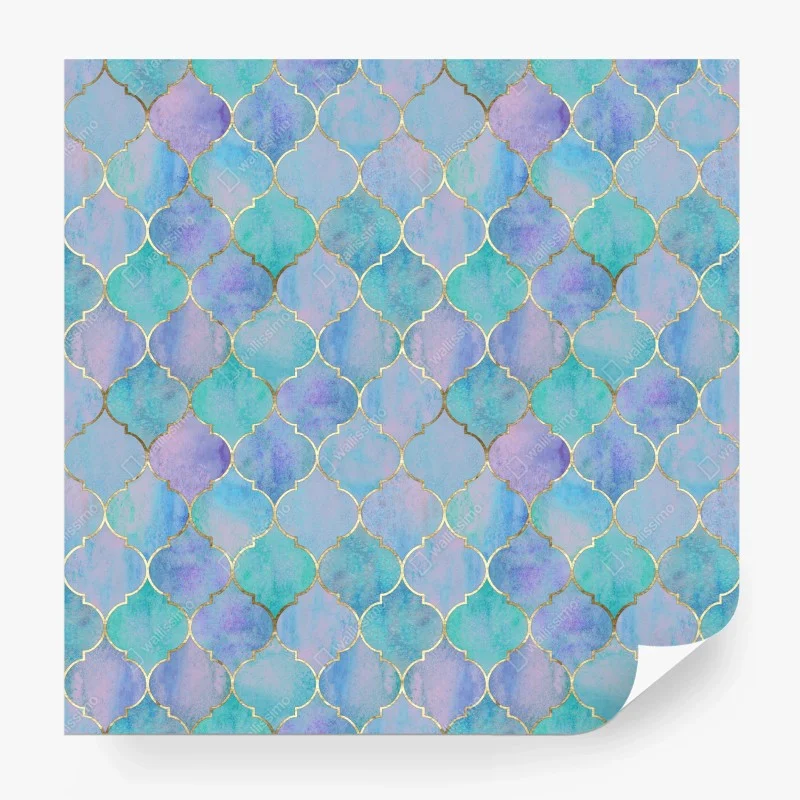 Papier peint motif arabesque aquarelle bleu et or – Wallnifity® Papier peint motif arabesque aquarelle bleu et or – Wallnifity®