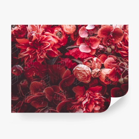 Papier peint composition florale rouge et texturée – Wallnifity®