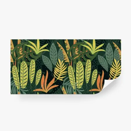 Papier peint motif tropical graphique aux feuillages luxuriants – Wallnifity®