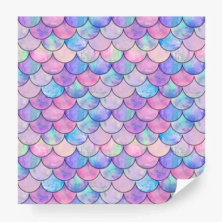 Papier peint motif écailles de sirène irisé pastel – Wallnifity®