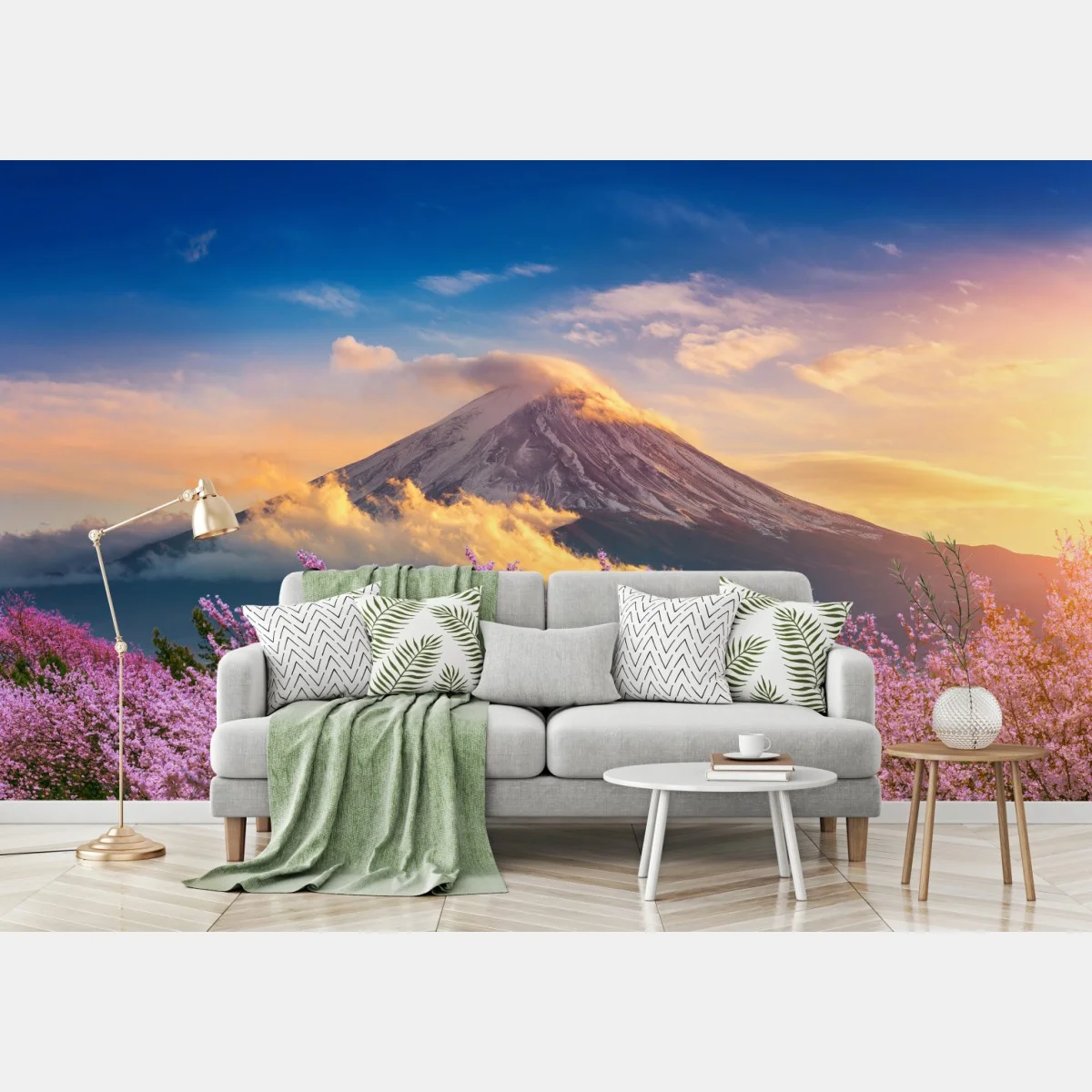 Papier peint lever du soleil sur le Mont Fuji et cerisiers en fleurs – Wallnifity® Papier peint lever du soleil sur le Mont Fuji et cerisiers en fleurs – Wallnifity®