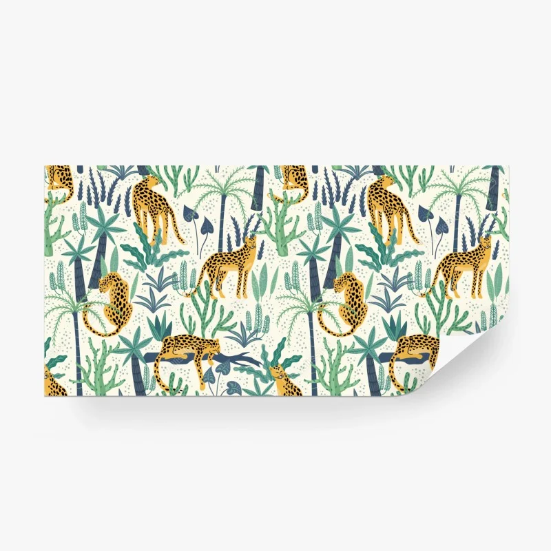 Papier peint motif tropical guépards et palmiers – Wallnifity® Papier peint motif tropical guépards et palmiers – Wallnifity®