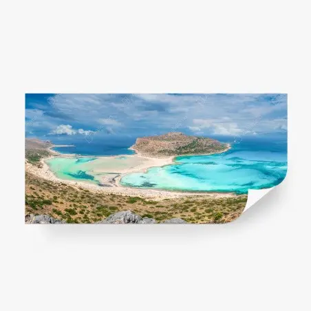 Papier peint panorama de la lagune de Balos et de l'île de Gramvousa, Crète – Wallnifity®