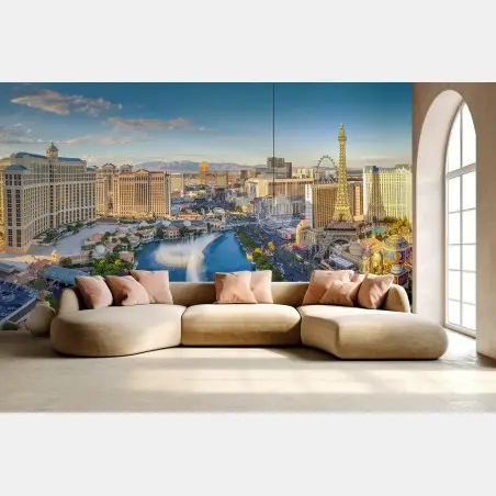 Papier peint vue panoramique du strip de Las Vegas au coucher du soleil – Wallnifity®