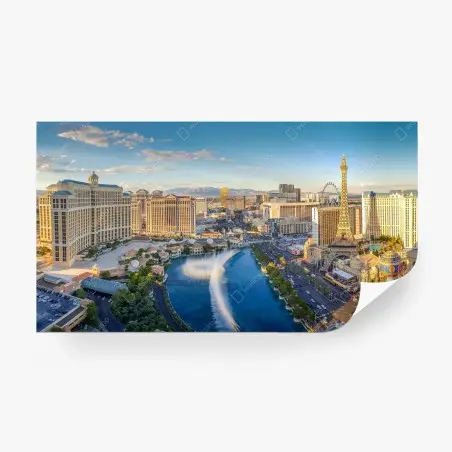 Papier peint vue panoramique du strip de Las Vegas au coucher du soleil – Wallnifity®
