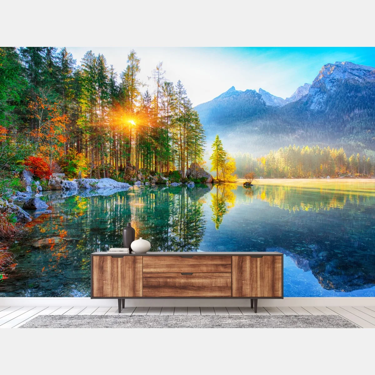 Papier peint lever de soleil automnal à Hintersee – Wallnifity® Papier peint lever de soleil automnal à Hintersee – Wallnifity®