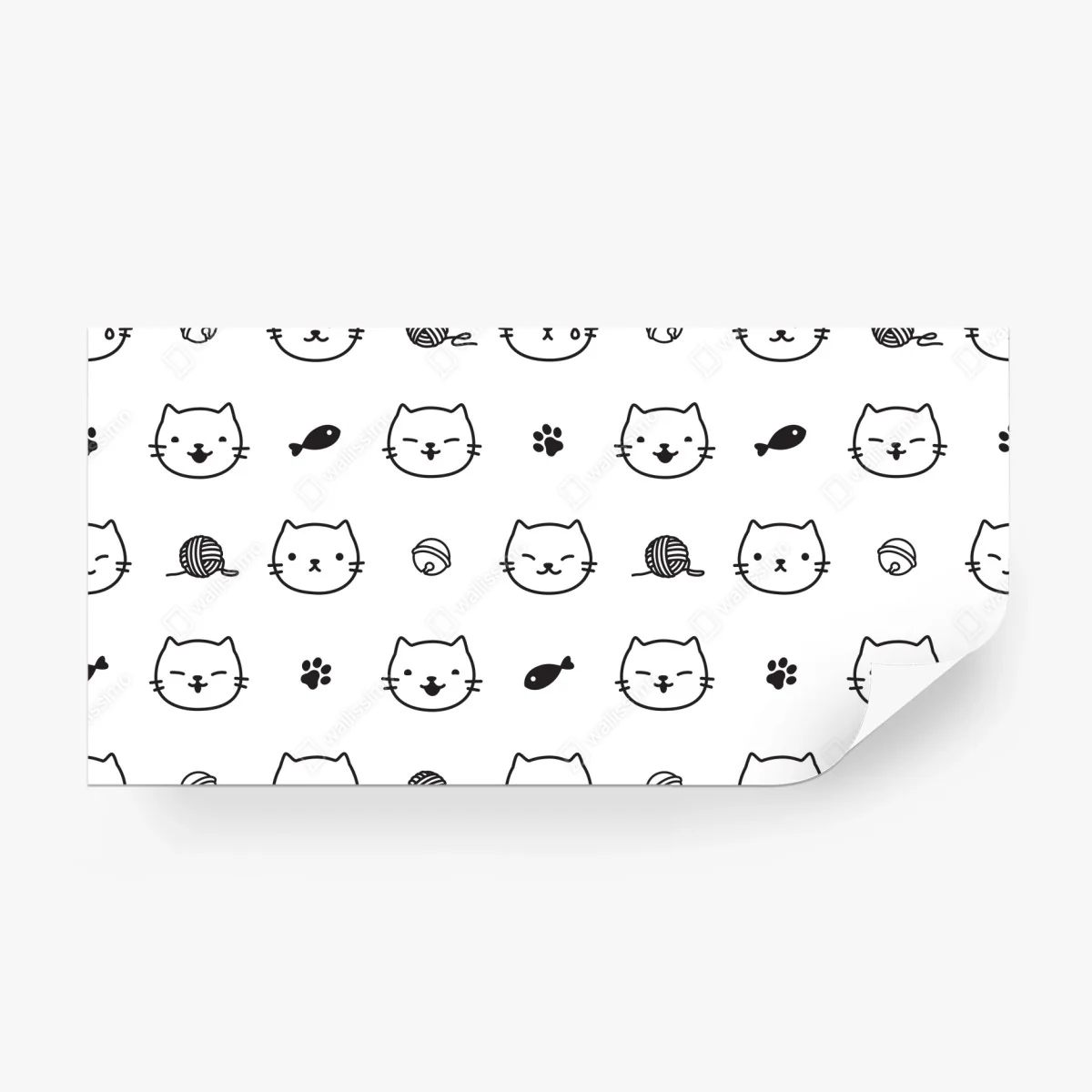 Papier peint motif chats mignons en noir et blanc pour décoration murale – Wallnifity® Papier peint motif chats mignons en noir et blanc pour décoration murale – Wallnifity®