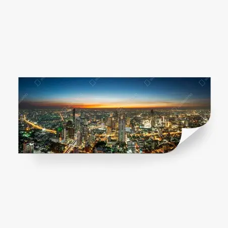 Papier peint skyline nocturne de Bangkok sur le Chao Phraya – Wallnifity®