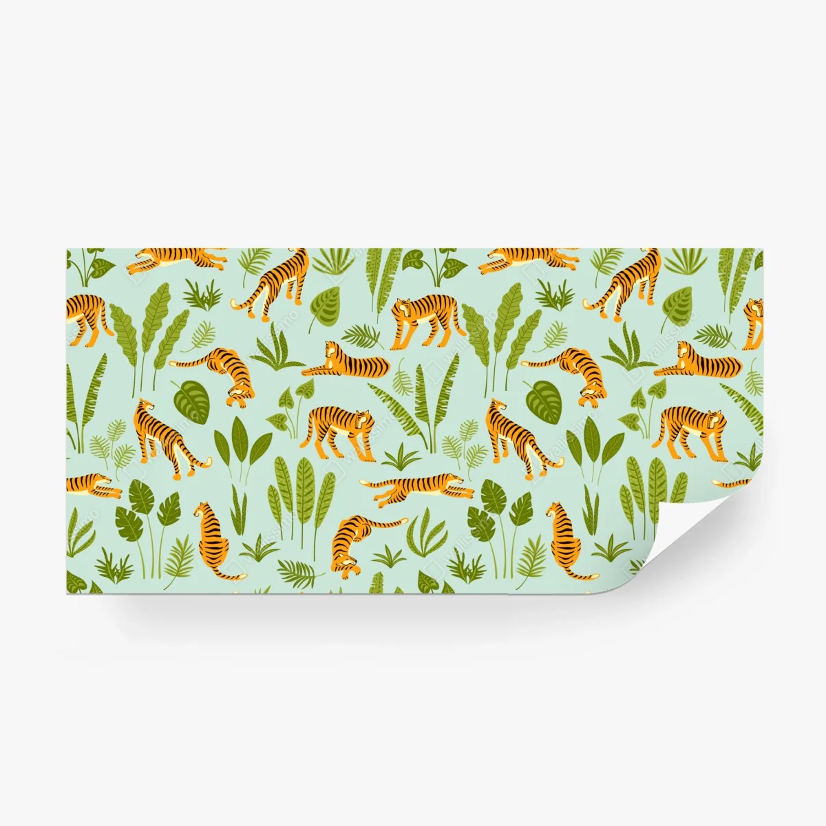 Papier peint jungle graphique aux tigres et feuillages – Wallnifity® Papier peint jungle graphique aux tigres et feuillages – Wallnifity®